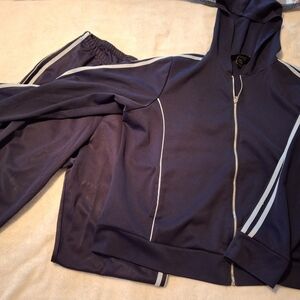 Navy Blue Tracksuit with White Stripes